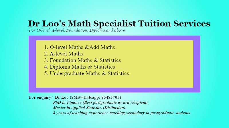 Mathematics Home Tuition in Singapore for secondary math & JC H2 math