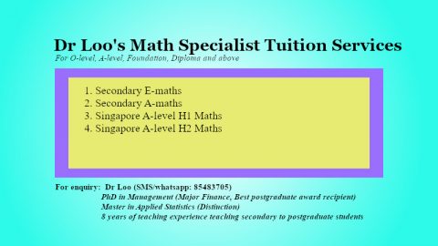 Dr Loo Singapore JC Math Tuition Schedule for H1-math \u0026 H2-math 2023