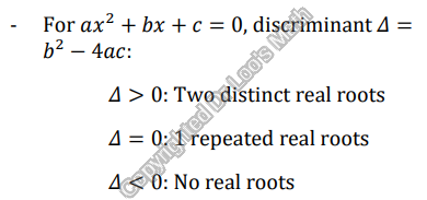 IGCSE Additional Math 0606 Tuition Singapore Discriminant